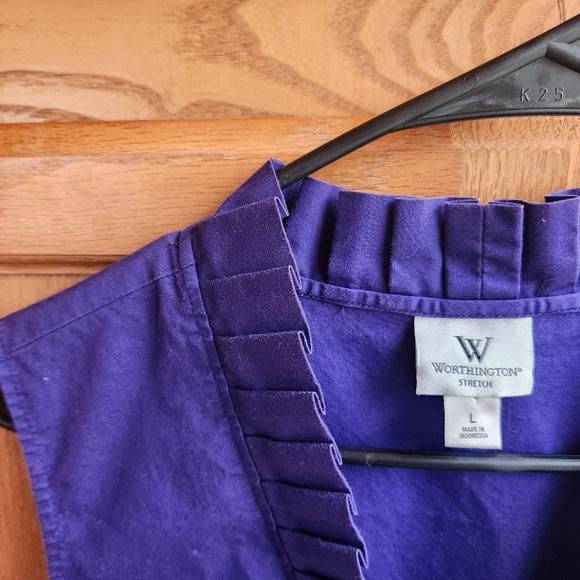 Worthington Purple Sleeveless Button Down Top - Picture 3 of 4